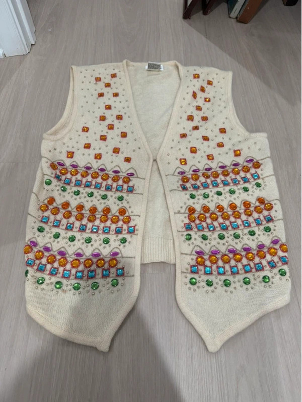Vintage Carducci Angora Lambswool Jeweled Vest Medium